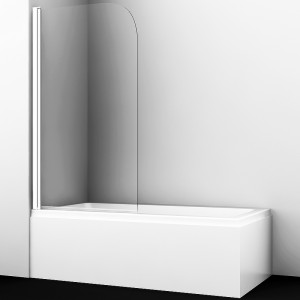 Шторка на ванну WasserKRAFT Leine 80 35P01-80W профиль Белый матовый стекло прозрачное 100*140 см